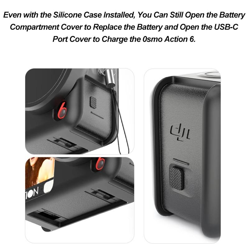 Silicone Protective Cover for DJI Osmo Action 6 Camera Accessories Full Protector Case Scratch-proof Lens Cap Sleeve