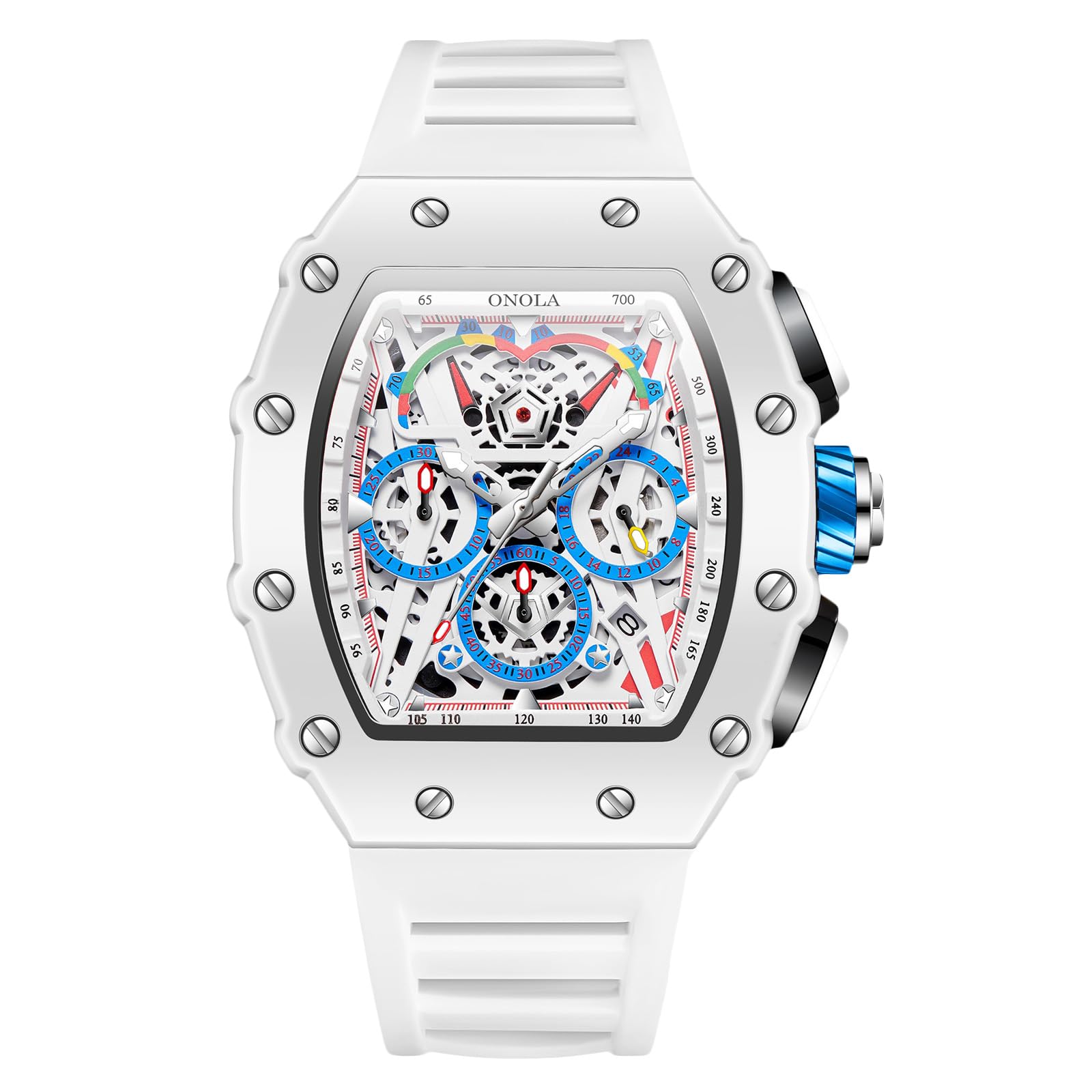 

RORIOS Lightweight Quartz Watch with Day Simple Unisex for Christmas White Men s Multi-Function, Display, Waterproof, Stylish, Popular, Design, белый