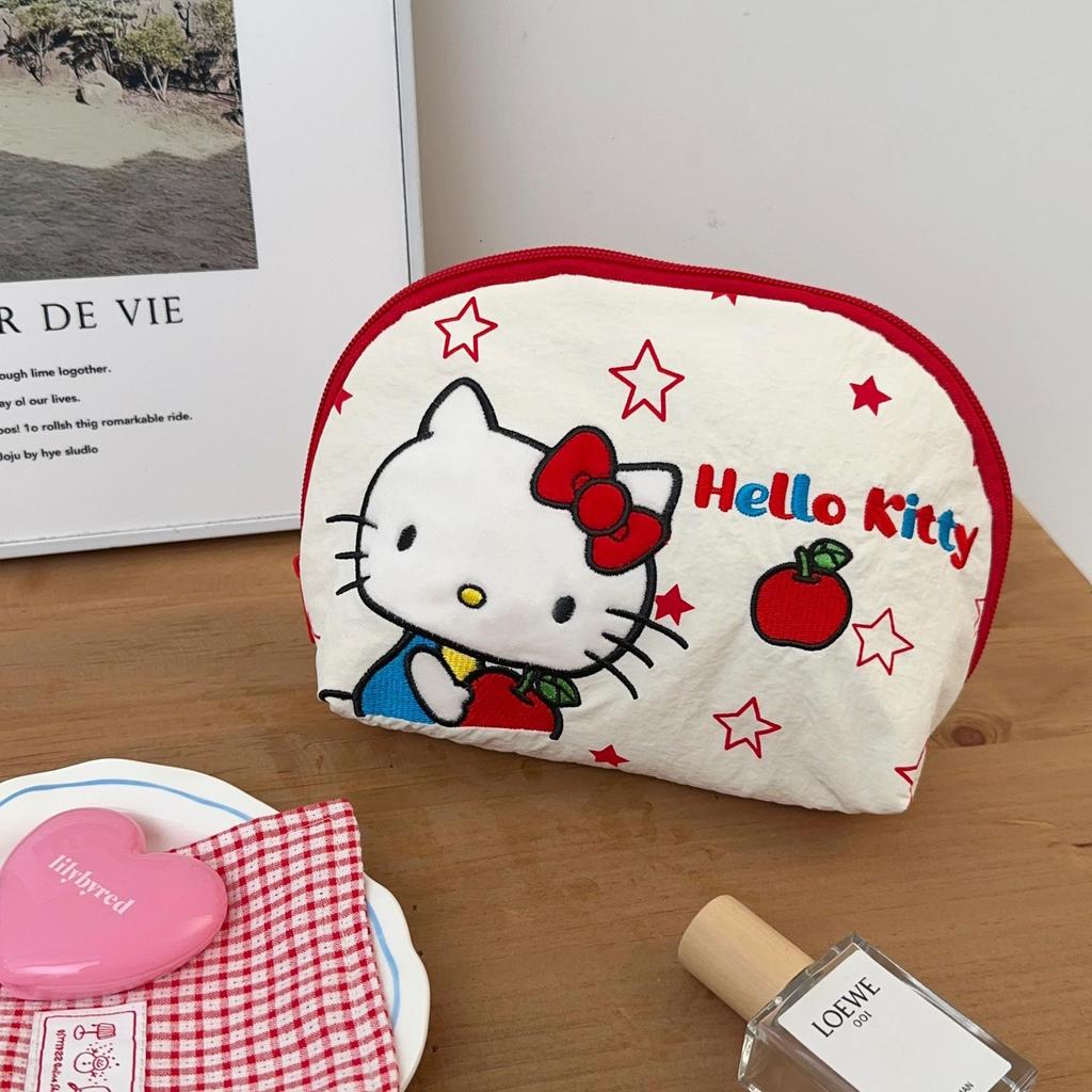 Vyšívaná kosmetická taštička Hello Kitty, Dámská velkokapacitní, Přenosná úložná taška na kosmetiku