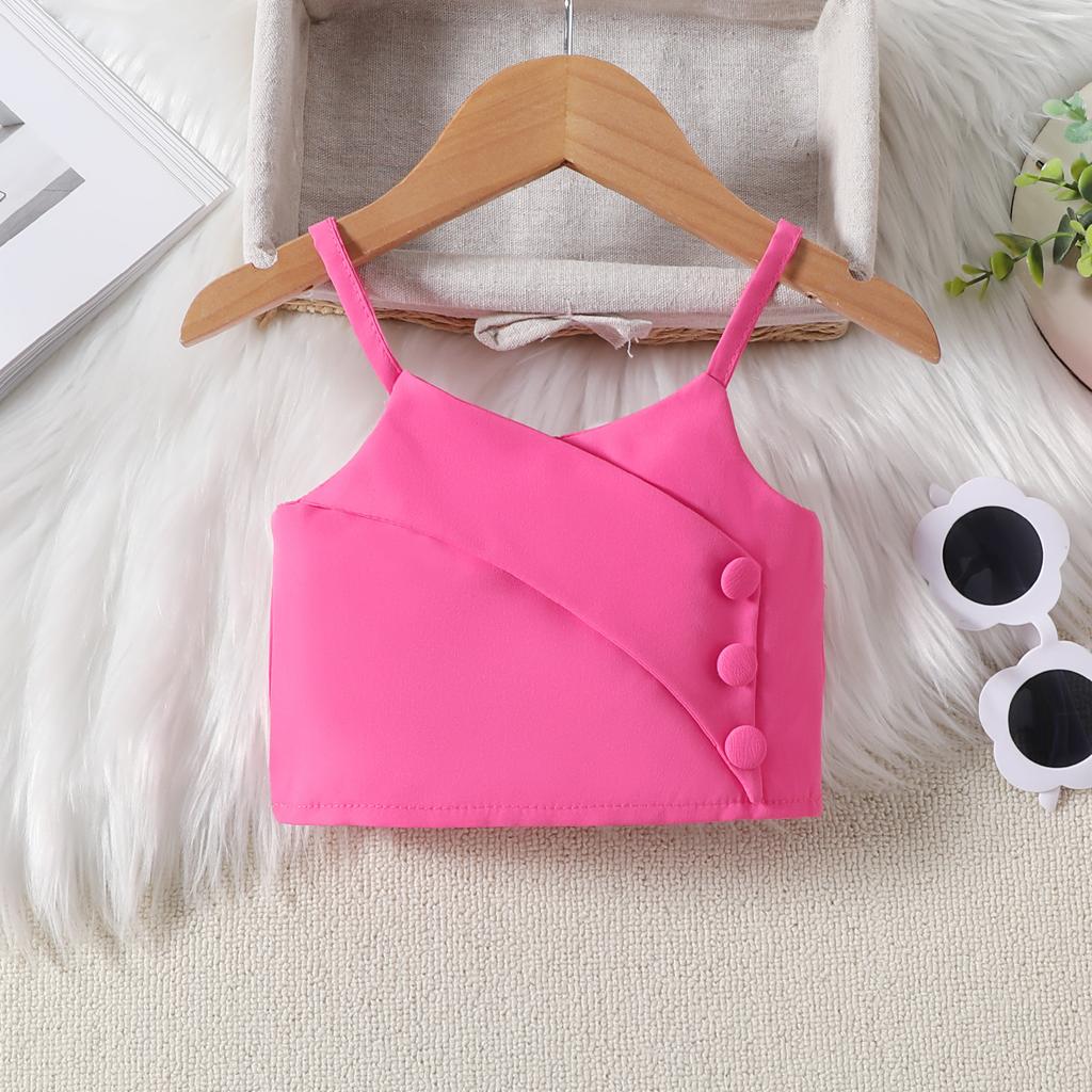 2-6T Summer Baby Suit New Girls Suit Foreign-style Candy-coloured Halter Top + Shorts 2pcs