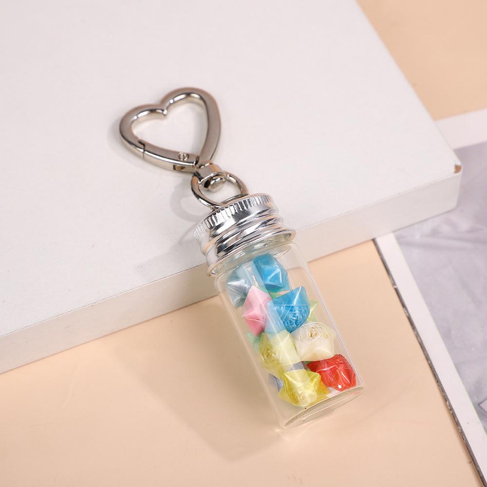 10ml  Storage Bottle with Love Keychain Mini Transparent Glass Bottles Aluminium Cap Empty Sample Jars Liquid Containers