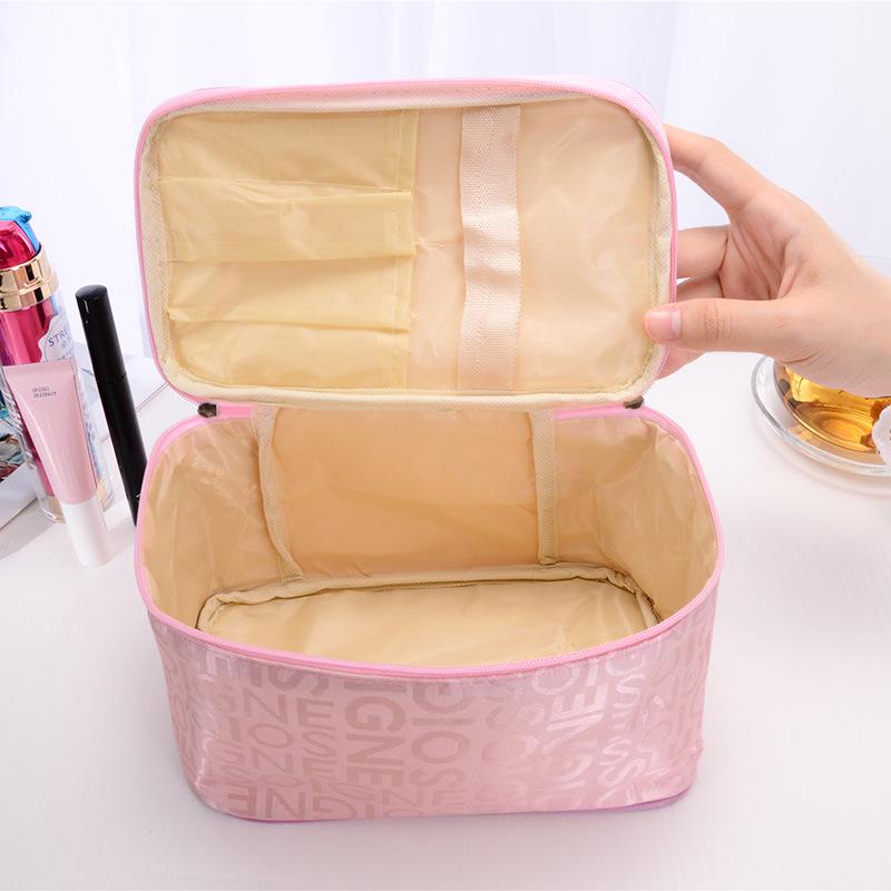 Women's handheld cosmetic bag new women's alphabet color fashion square travel portable storage toiletry bag