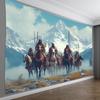 Epic Mountain Tapestry: Native Warriors On Horseback For A Dramatic Living Room Decor
