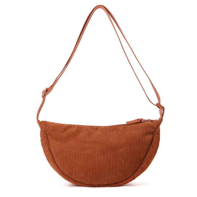 Simple solid color corduroy dumpling bag girl ins lightweight large capacity change mobile phone bag casual shoulder crossbody