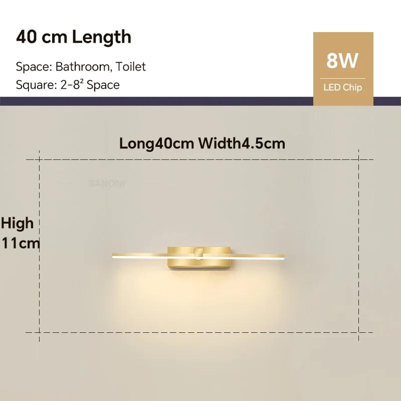 Modern LED Wall Lamp Bathroom Hardwares Golden Bathroom Mirror Lamp For Bedroom Living Room Wall Sconce Bath Mirror Line Lamp