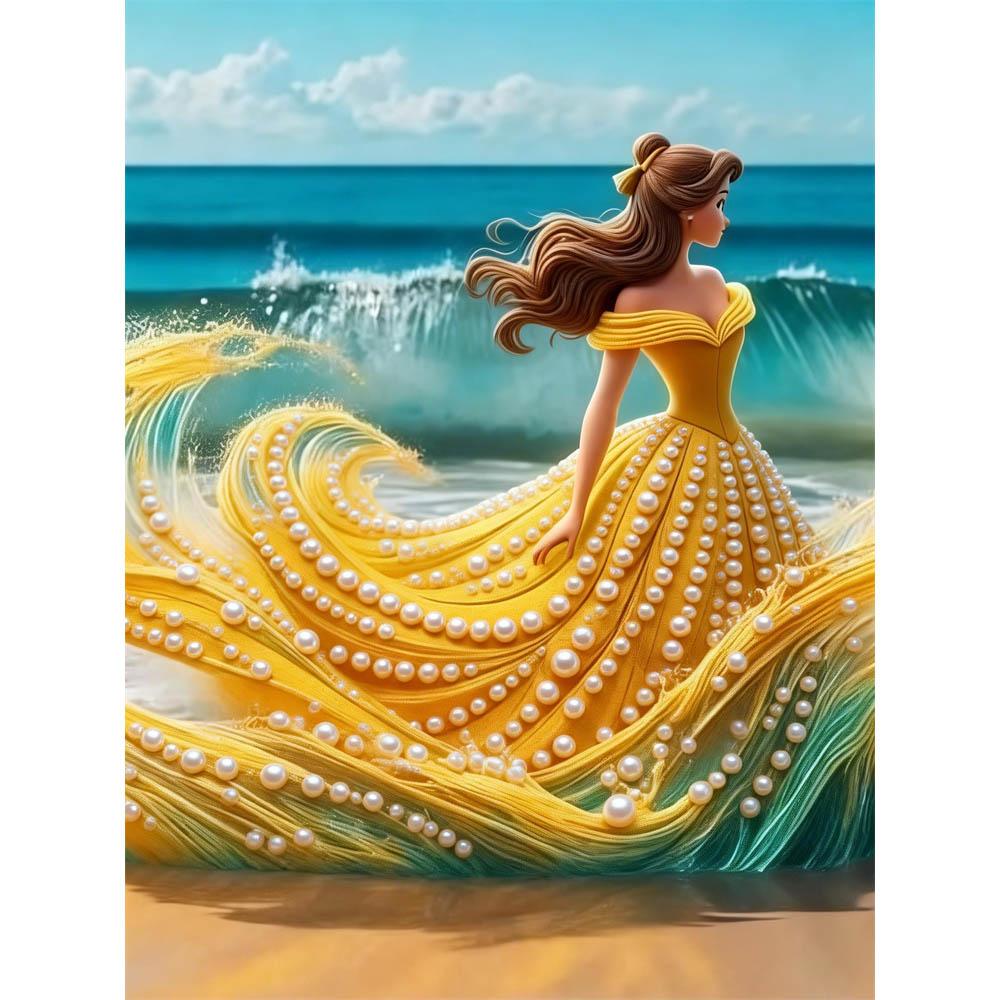 Disney Pearl Painting Beauty and The Beast Art Pearl Painting Set These Wall Decoration Pearl Art Paintings Are Handmade Gifts, HomeorOfficeDecoration 35x45cm