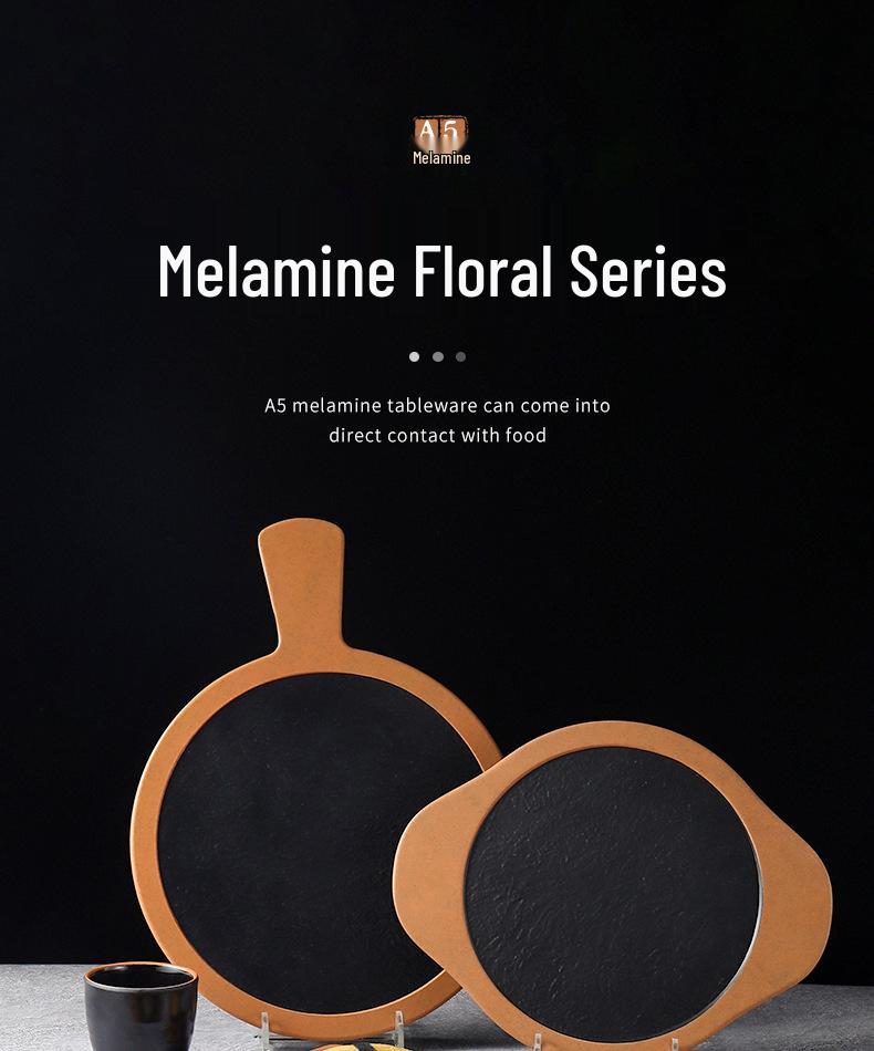 Creative Melamine Plate with Handle - Japanese Imitation Porcelain for Pizza, Steak, and Barbecue