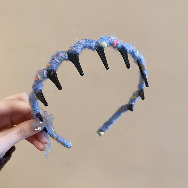 Mesh winding crystal headband new fashion simple headgear with teeth fluffy high skull top hair accessories