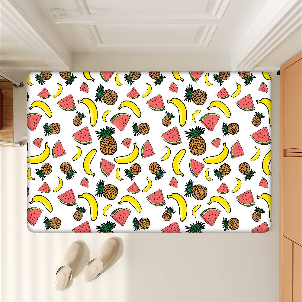 Cartoon Fruit Pattern Hallway Carpet Non-Slip Laundry Room Mat Laundry Decor Balcony Child Living Room Toilet Rug