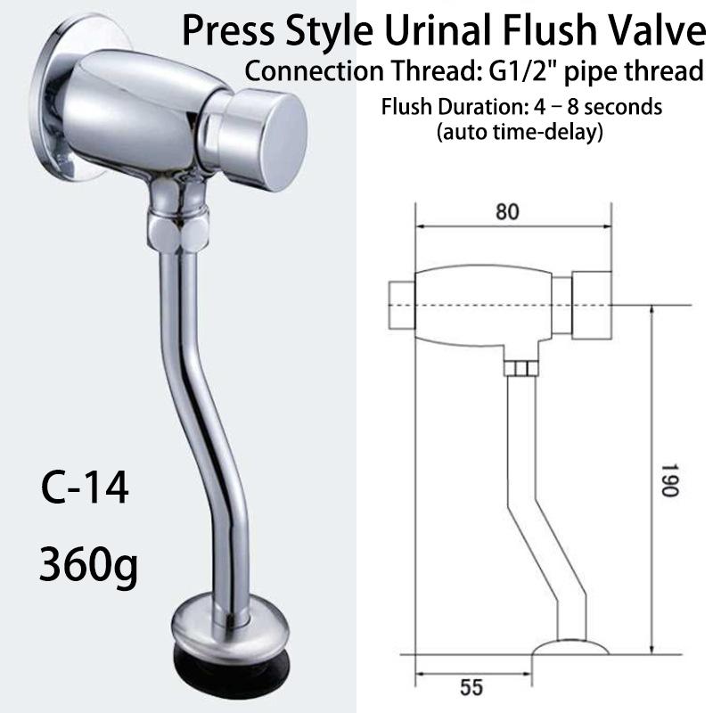 Concealed Brass Manual Control Water Saving Modern Urinal Flush Valve Wall Mounted Flushing Tap Bathroom Public Toilet Hospital