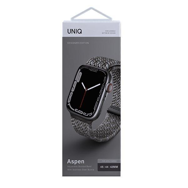 Uniq Pasek Aspen Apple Watch 44/42/45 Mmseries 1/2/3/4/5/6/7/8/9/Se/Se2 Braided De Szary/Pebble Grey