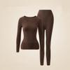 Set di biancheria intima termica da donna per autunno e inverno, aderente, snellente, a maniche lunghe, maglia intima termica e pantaloni termici