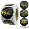 500Pcs Merry Christmas Stickers Pvc Black Background  Stamping Adhesive Labels Christmas Gift Sealing Stickers