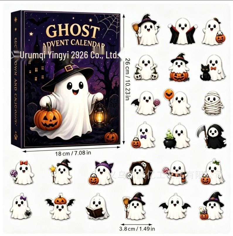2026 Halloween Witch, Ghost & Goblin Countdown Calendar with Acrylic Pendant Blind Box