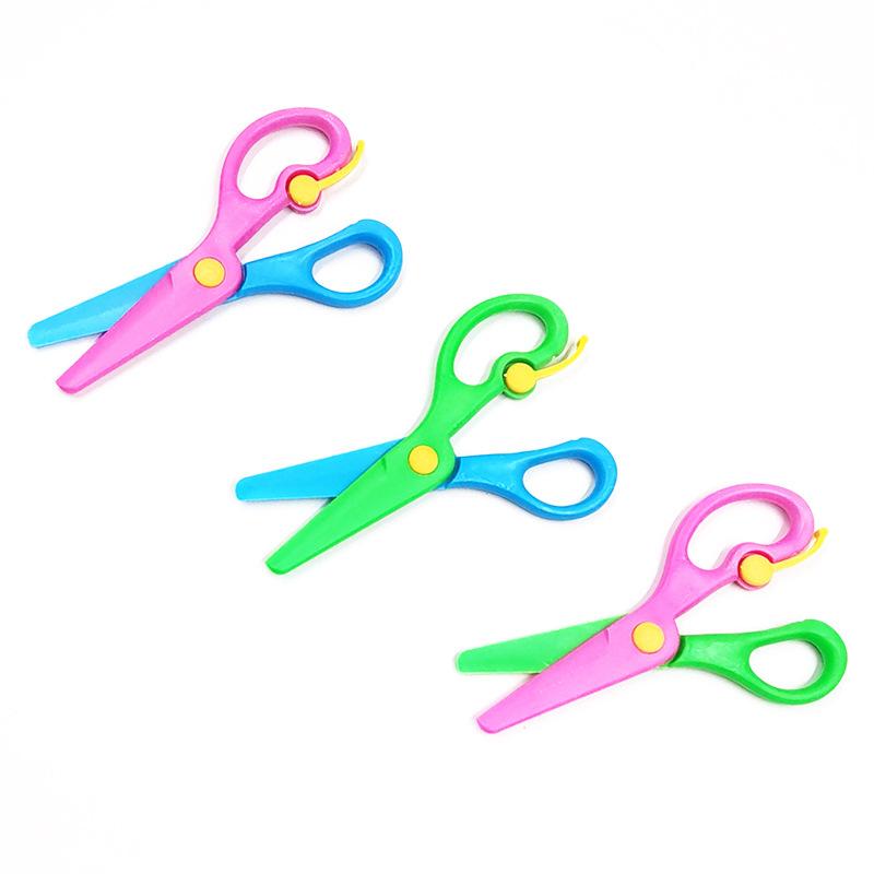 Children's students cut labor-saving elastic safety small scissors DIY handmade art stationery kindergarten plastic handmade scissors