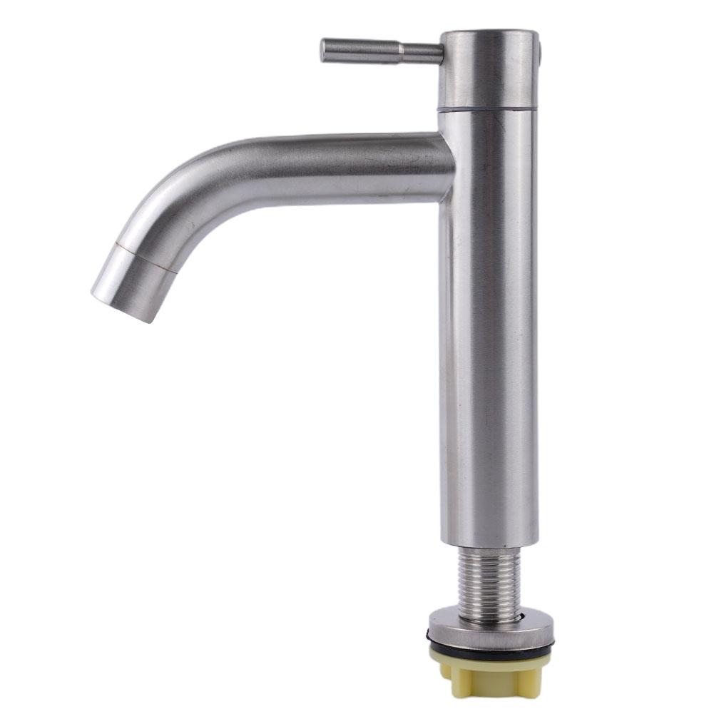 Rubinetto per Bagno Rubinetto per Lavabo Acqua Fredda Argento Spazzolato