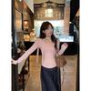 Beautiful Basic V-neck Long-sleeved T-shirt for Women Korean Design Waist Slimming Early Autumn Top and Bottoming Shirt