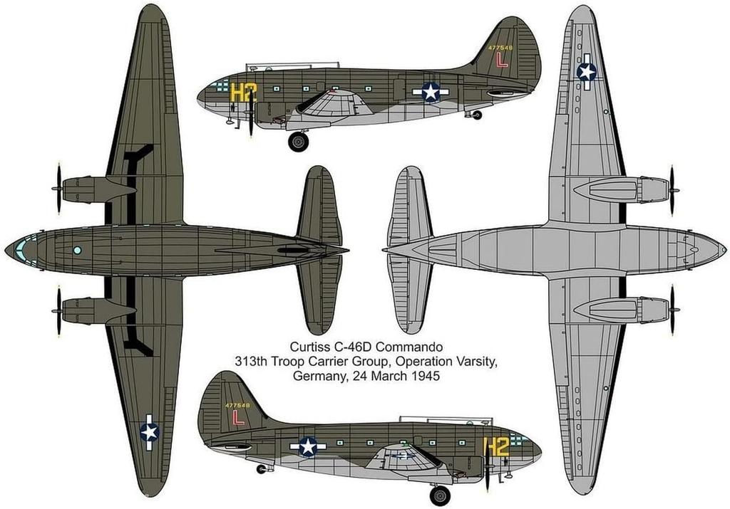 VALOM Curtiss Commando Transport Plane Operation Varsity 1945 Plastic Model CV72152 1/72 C-46D Twin-Engine