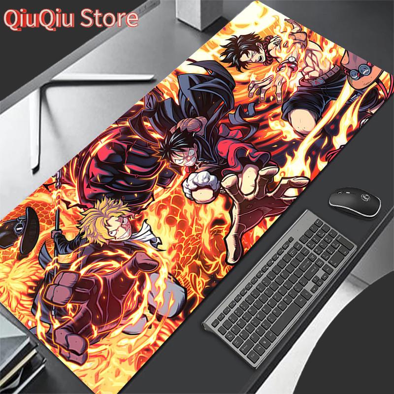 Japan Cool Anime Mouse Pad PC White Gamer Cabinet Keyboard Rug Laptop O-one P-piece L-Luffy 5 Gear Mousepad XL Extended Desk Mat
