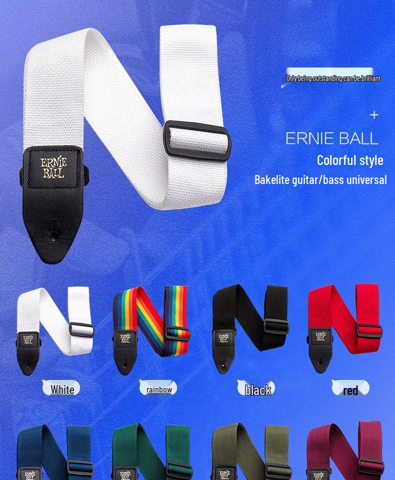 Ernie Ball Unisex Bakelite Guitar/Bass Strap - Extended Nylon Crossbody Shoulder Strap