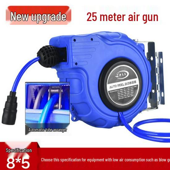 Retractable Air Hose Reel with 12*8MM Braided PU Hose for Pneumatic Tools and Car Detailing