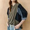 Color Block Volume Sleeve Round Neck T shirT zd06qT003on