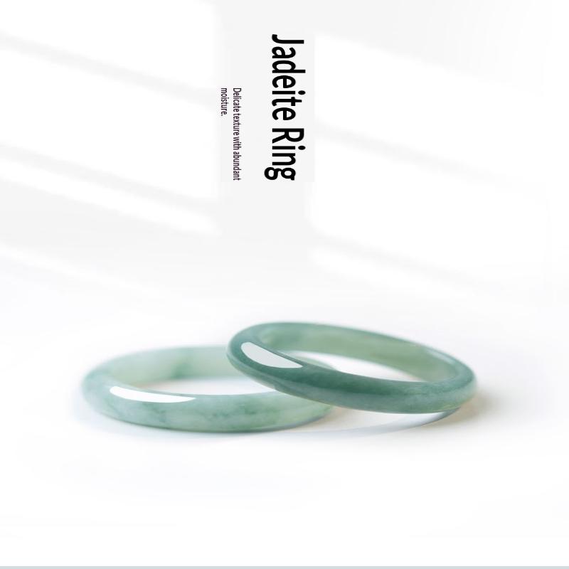 1 Pcs A Grade Jadeite Ring For Men And Women White Ice Type Finger Ring Simple Style Unisex Ring