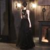 Beautiful black neck sequined evening dress dress for important occasions Women's light luxury niche annual meeting host catwalk dress