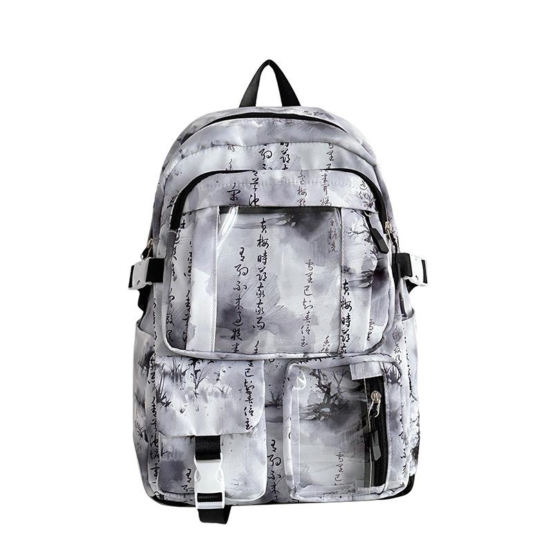 Schoolbag New Chinese Style Transparent Student School Bag Women's Large Capacity Casual Backpack Personalized Versatile Travel Computer Backpack