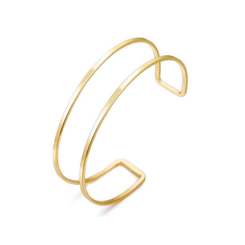 Brățară Metalică Trendy Geometrică cu Strat Dublu și Reglabilă pentru Braț