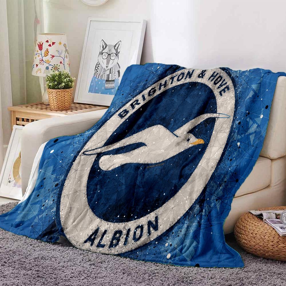 Brighton & Hove football club Flannel Blanket, Soft Polyester, Modern Design, All-Season for Camping, Travel, Gifts for holidays or birthdays