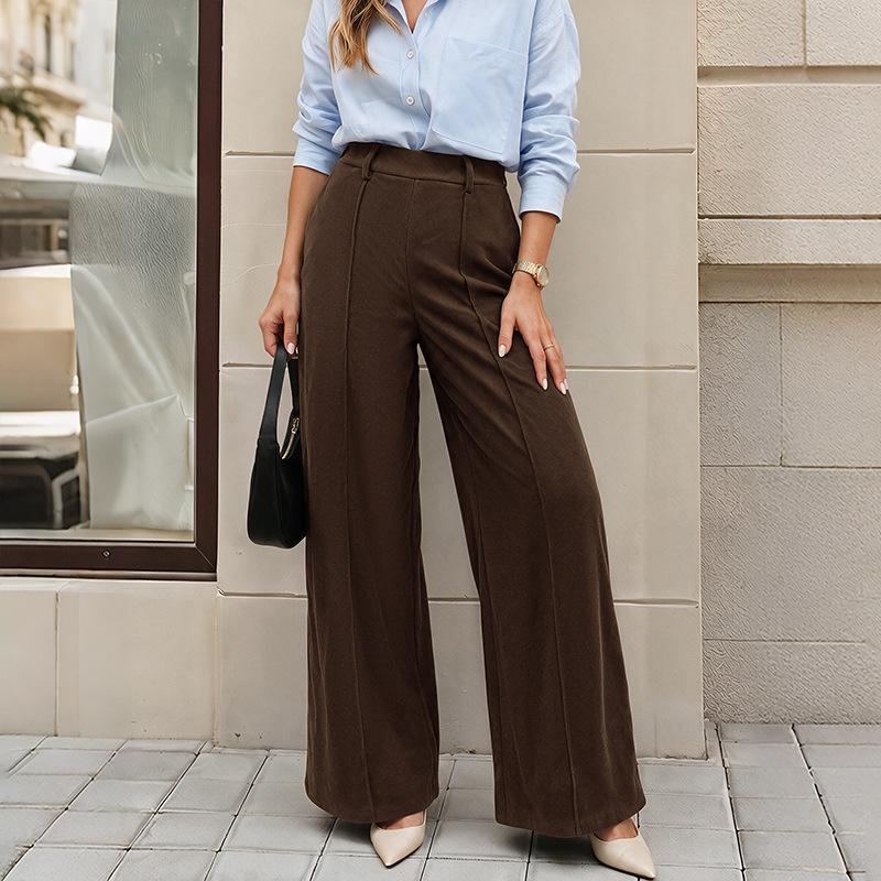 Fall New Style Solid Color High-waist Wide-leg Casual Pants for Women