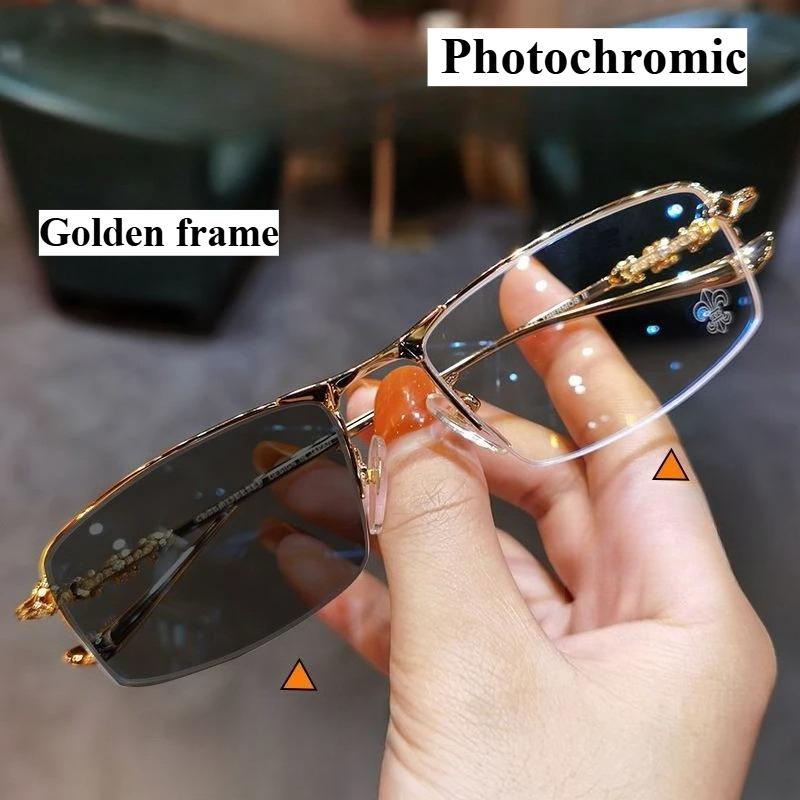 

Photochromic / Anti Blue Light Myopia Glasses Versatile Men s Business Glasses Half Frame Myopia Glasses 0 To -6.0 -5.5