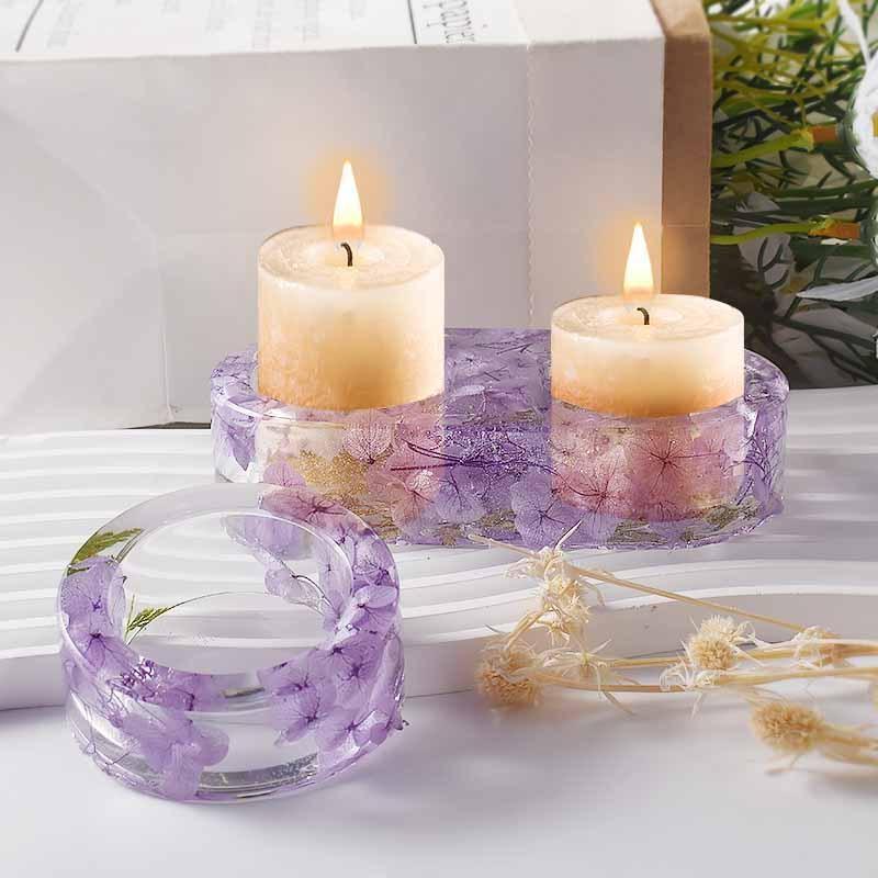 1hole/2holes/3holes Round Candle Holder Silicone Mold Cement Candlestick Mould DIY Plaster Epoxy Resin Handicraft Molds Home Dinner Decor