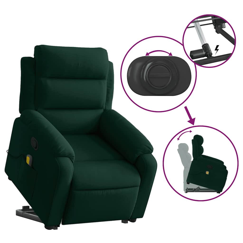 Recliner Chair with Rising Function Dark Green Velvet