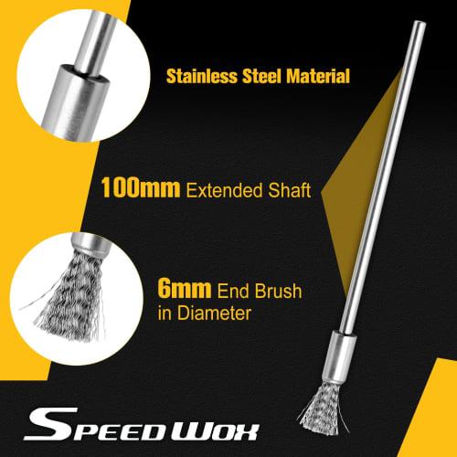 SPEEDWOX 10-Piece Stainless Steel Wire Brush Set with Extension, Pen-Shaped, and Bits for Rust and Paint Removal, Includes Storage Box, Brush-Shaped,