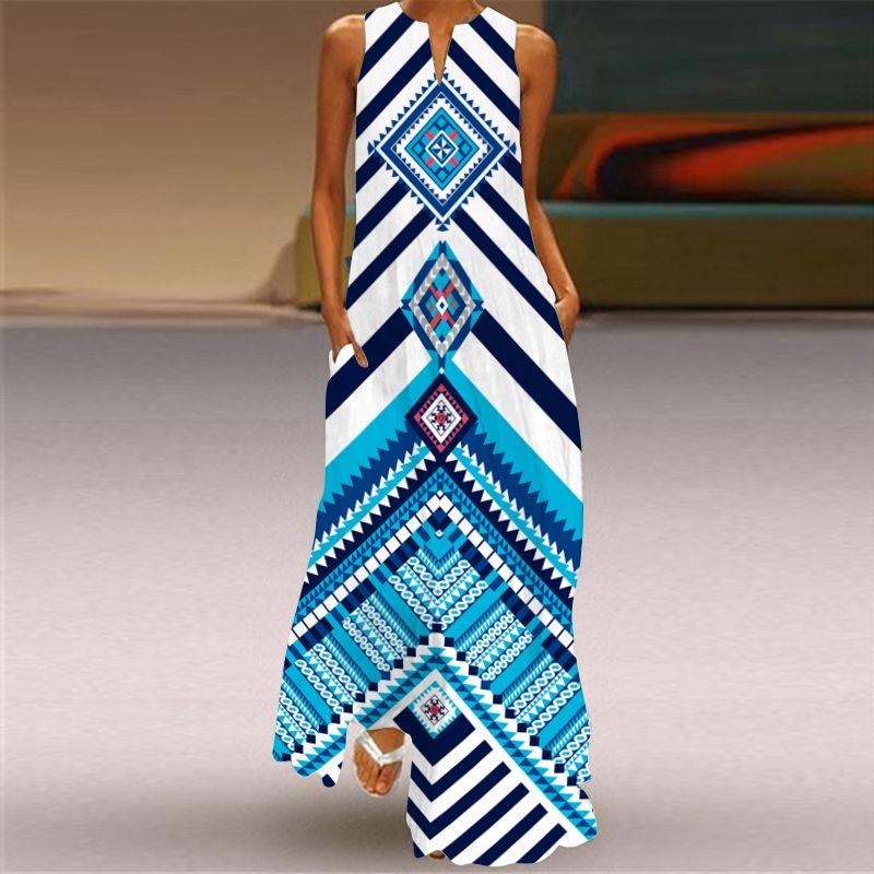 Dress Women 3D Print Peacock Dragon Big Elephant Horse Tiger Lion Animal Pattern Sleeveless Maxi Dress