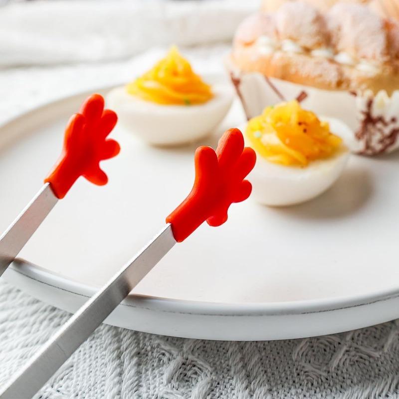 1 STK Små mattang, minitang i rustfritt stål med silikonspisser, for matlaging Grilling BBQ Buffet, 5 tommer