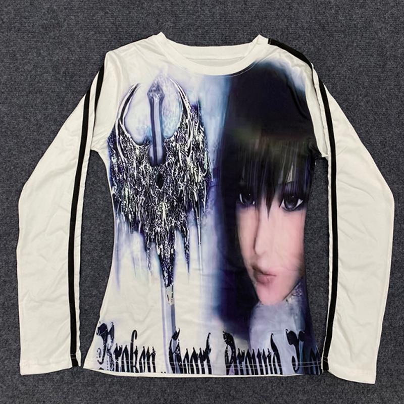 

Y2K clothing street wear Harajuku fashion shirt pattern T-shirt S чёрный