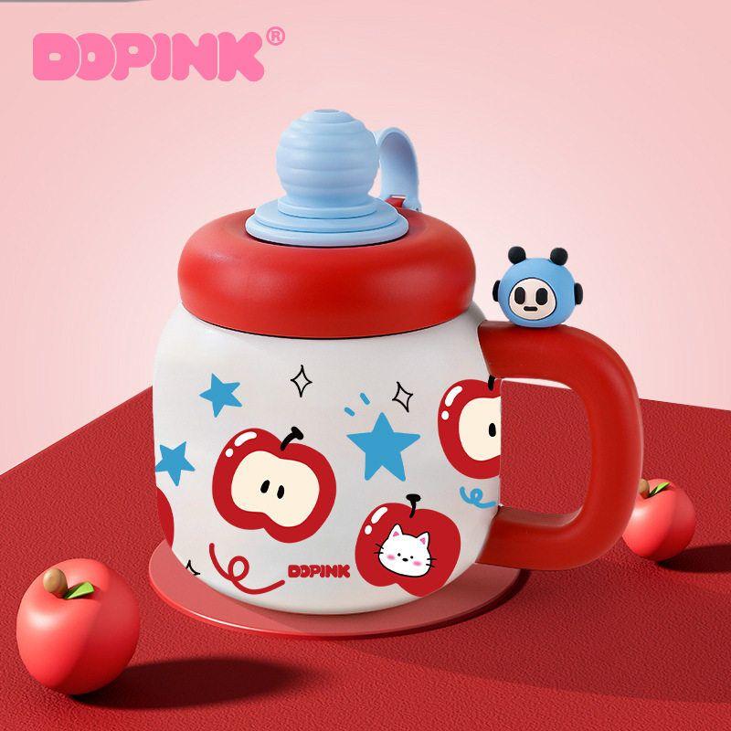 Dopamine Large Capacity Vacuum Cup for Girls Good-looking Large Capacity Straw Water Cup for Female Students Office Big Belly Cup Pink 800ml