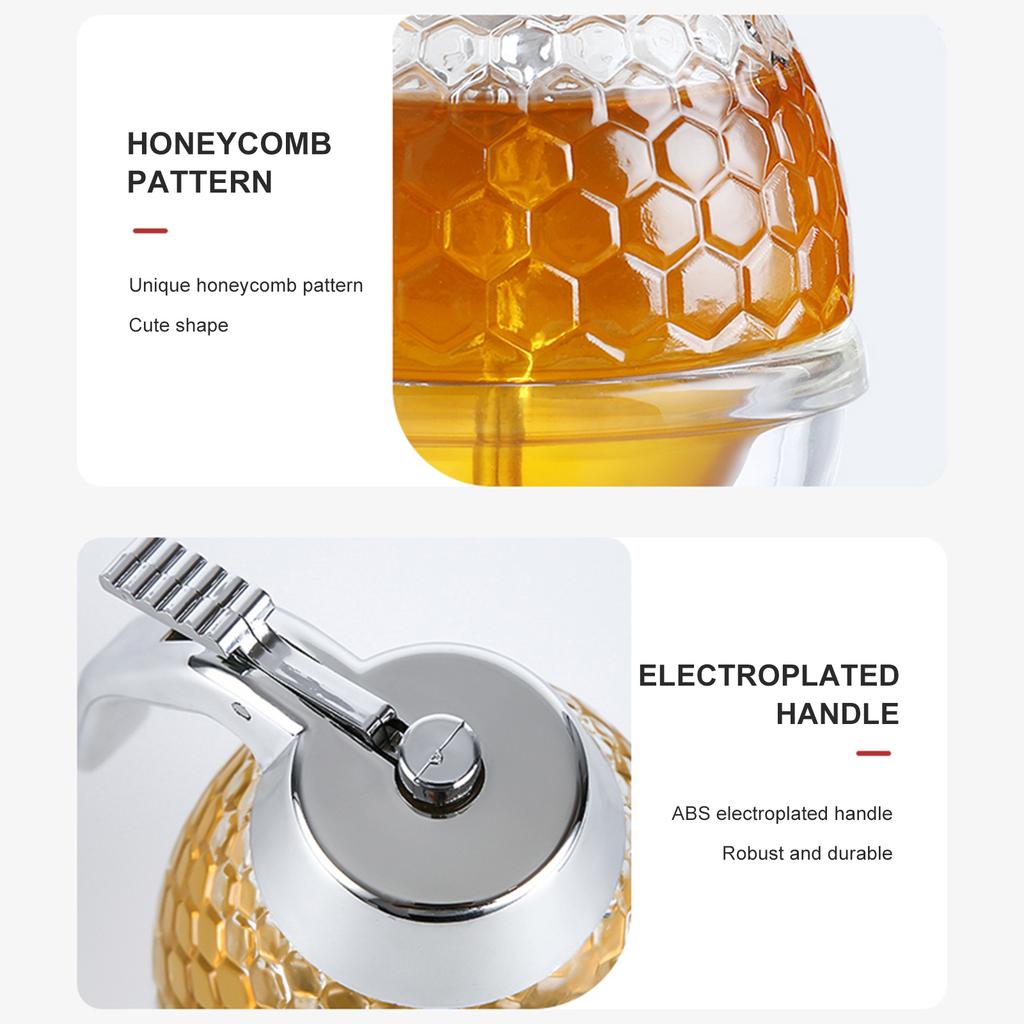 200ml Honey Pot Pourer Dispenser One-handed Handling No Drip Bottle for Maple Syrup Honey Chocolate Syrup