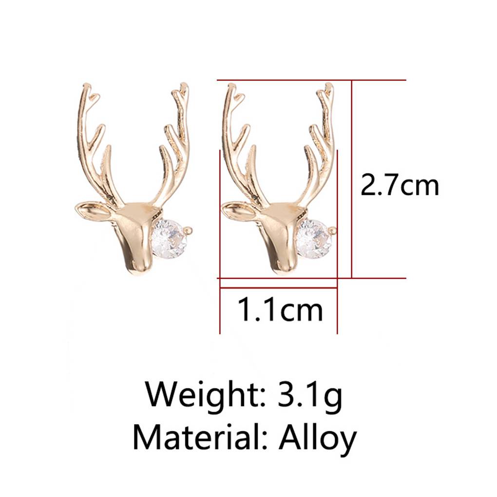 1 Pair Fashion Rhinestones Antlers Earring Women Christmas Ear Studs Girl Bohemian Crystal Ear Rings