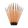 12-teiliges professionelles Künstler-Pinsel-Set, rund, spitze Spitze, Holzgriff, Nylonhaar-Pinsel