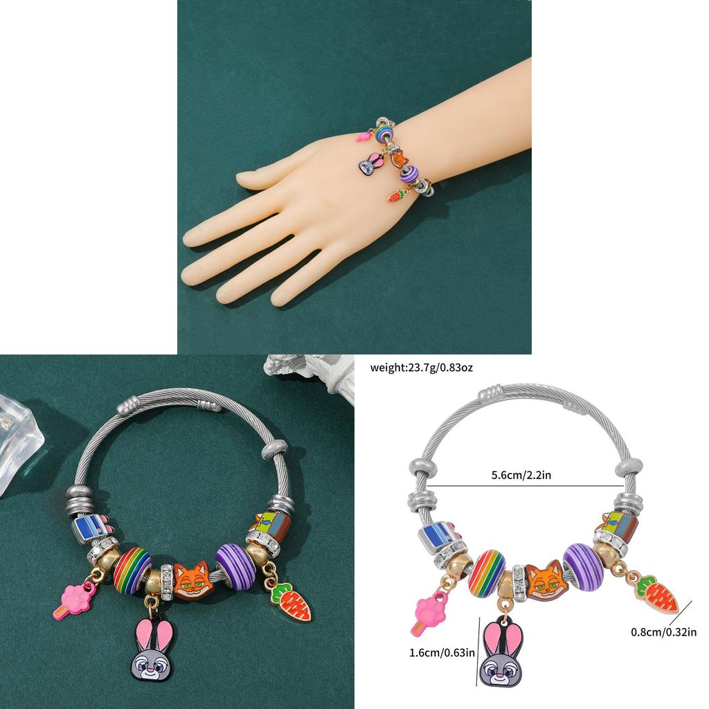 Zootopia Cartoon Animal City Jewelry Heart Shape Charm Bracelet For Travel Gift