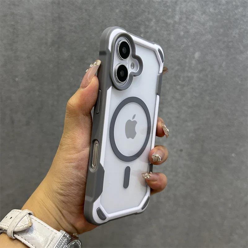 Hit Color Magnetic For Magesafe Wireless Charge Case For iPhone 17 Pro 16 13 14 12 15Pro Max Transparent Shockproof Bumper Cover