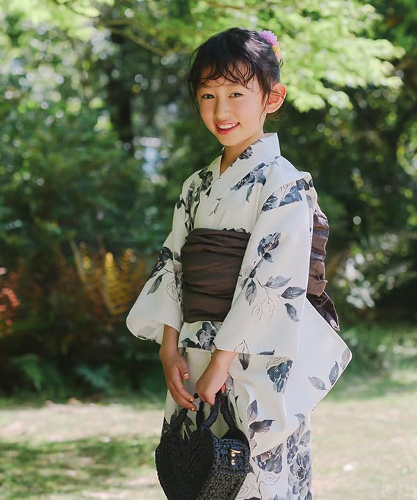 Kobe Lettuce Matching Yukata Perfect for Easy To Summer Yukata M H Peony Print Kids' One-Piece Set, Two-Piece Set, Festivals, Dress, [X494]