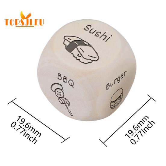 Hračka s kostkami rozhodování o jídle – 2ks, dárky k výročí pro páry, dřevěné, 12 vzorů jídla, kreativní vánoční dárky k narozeninám pro manžela, manželku