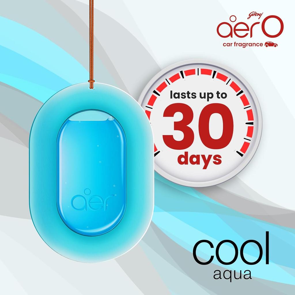 Godrej Aer O Hanging Car Air Freshener Assorted Pack of 1 22.5g Gel Long Lasting Fragrance 3pcs