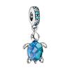 Glass Sea Turtle Dangle Charm 925 Sterling Silver DIY Jewelry Accessories Pendant