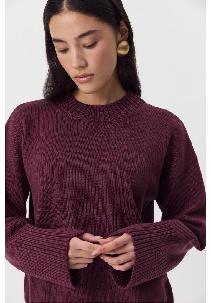 2026 European & American Loose Round Neck Cotton Sweater: Women's Solid Knit, Lazy Style, Long Sleeve Pullover for Spring & Autumn